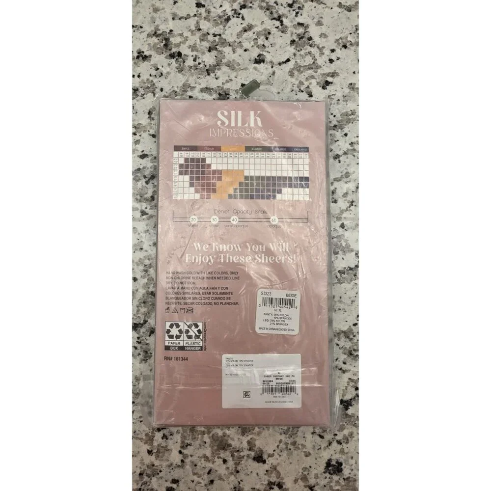 Silk Impressions 2 Pair XL Sheer Pantyhose‎ 20 Denier Beige Light Support
